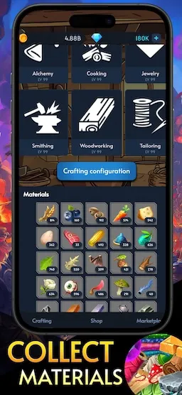 Warshovel gameplay screenshot: collect materials